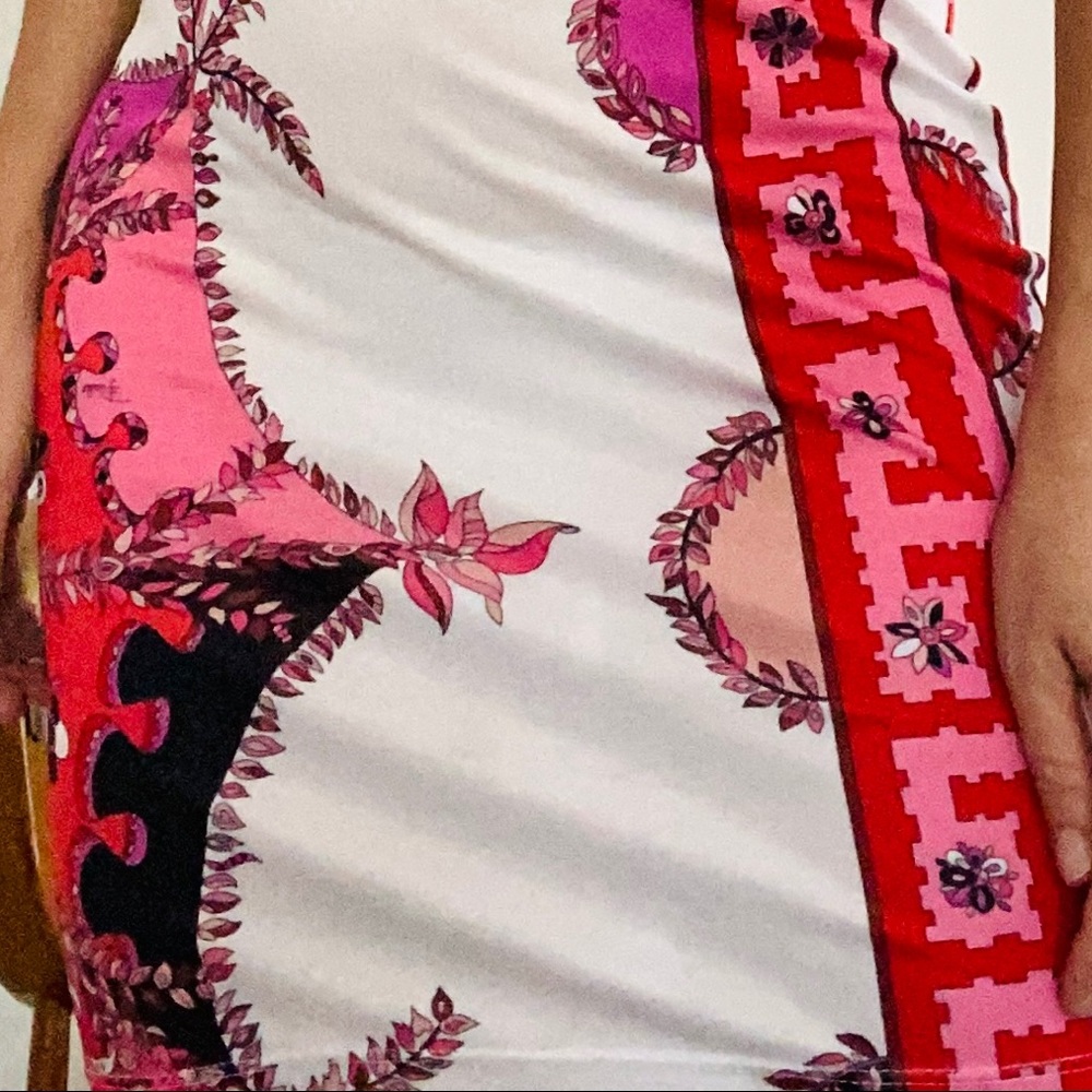 Emilio Pucci white pink red geometric print dress - Picture 15 of 16